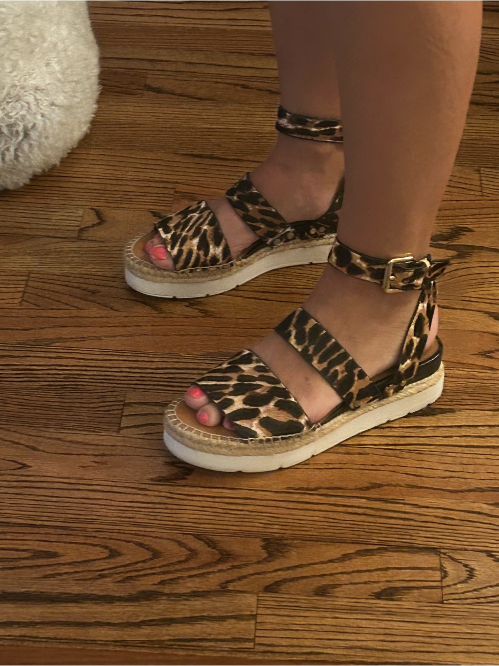 SARTO Leopard Print Espadrille Platform Sandals (Rare)